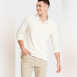 Goodfellow & Co Men's Ivory Long Sleeve Polo